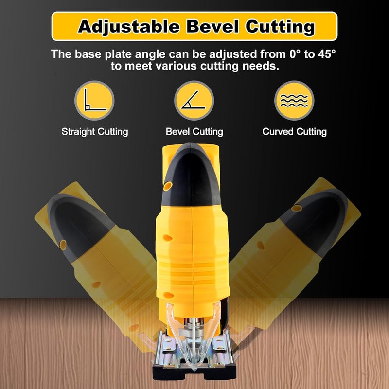 OXVIT Cordless Jig Saw Compatible with Dewalt 20V Battery, Brushless Jig Saw with 6pcs Blades, 4 Orbital Sets for Wood, Plastic and Metal Cutting (Tool Only, No Battery) - Image 3